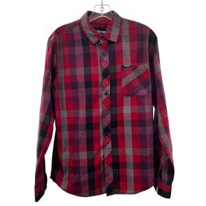 Zoo York Men's Plaid Button Up Shirt Red/Multi Size Medium